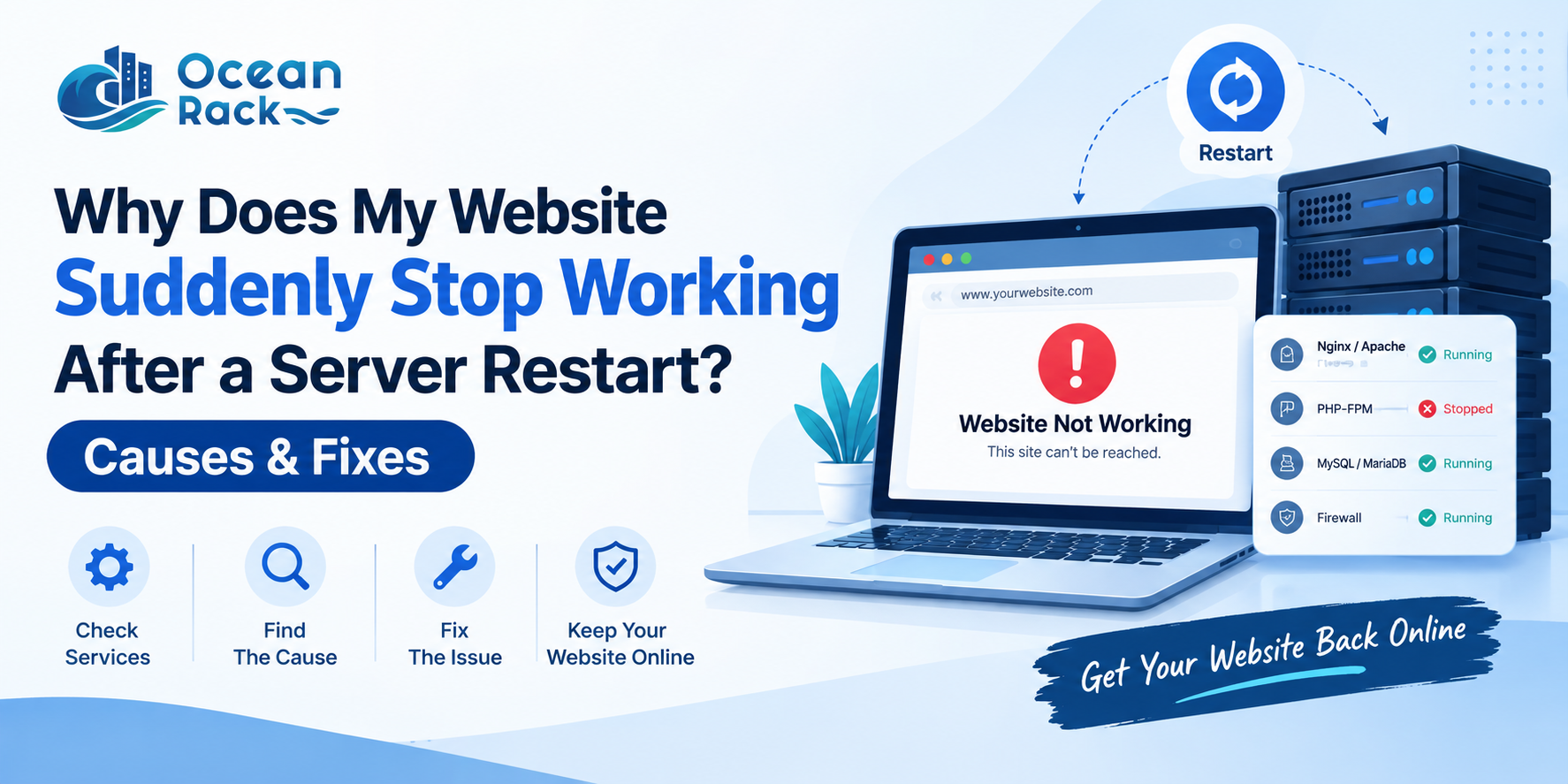 Why Website Stops Working After Server Restart? Causes & Fixes